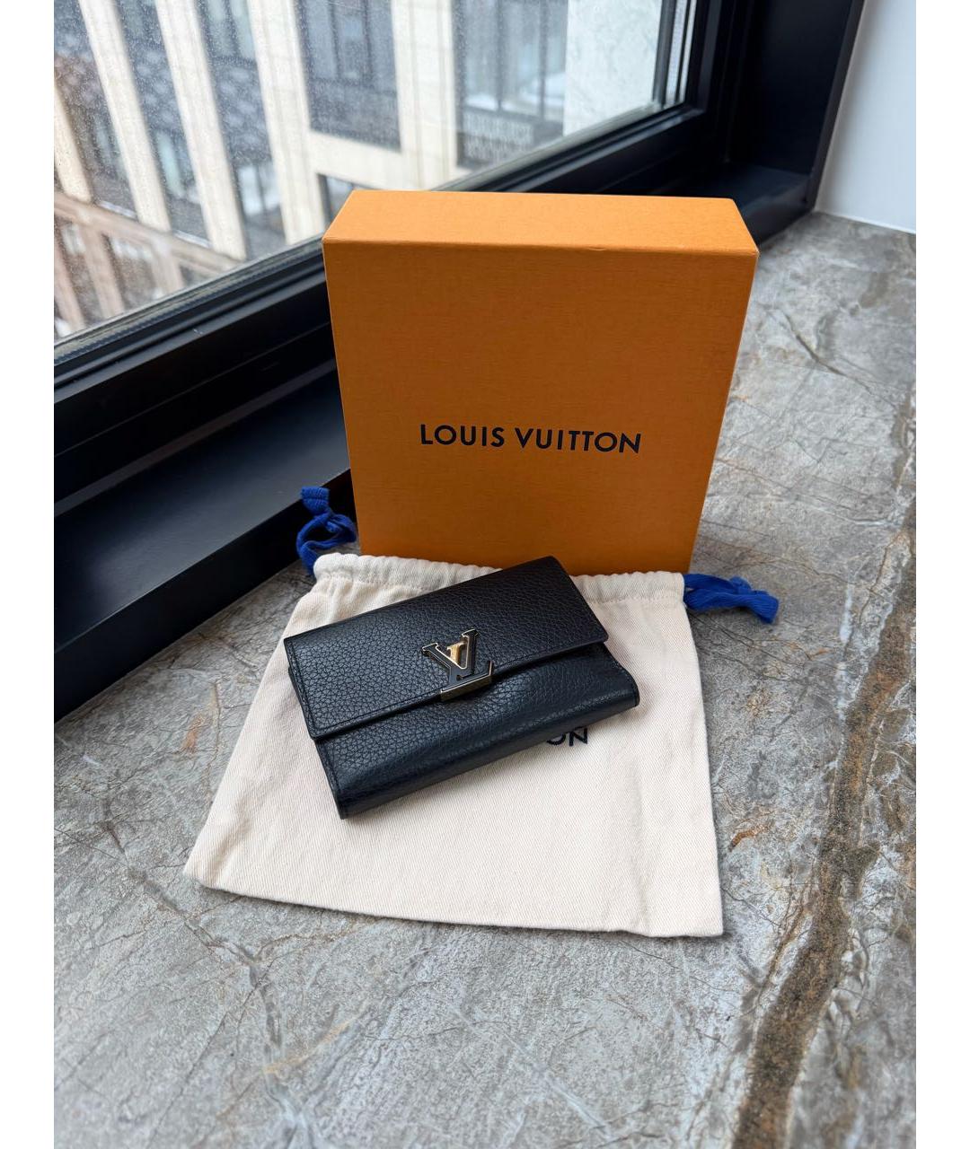 LOUIS VUITTON Темно-синий кожаный кошелек, фото 2