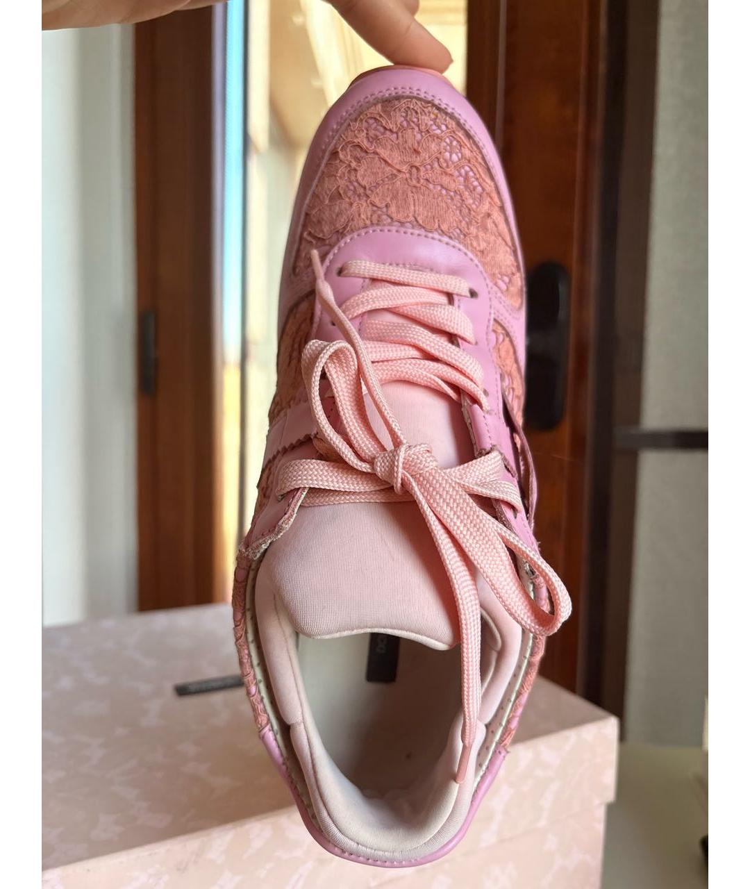 DOLCE&GABBANA Розовые кожаные кроссовки, фото 4