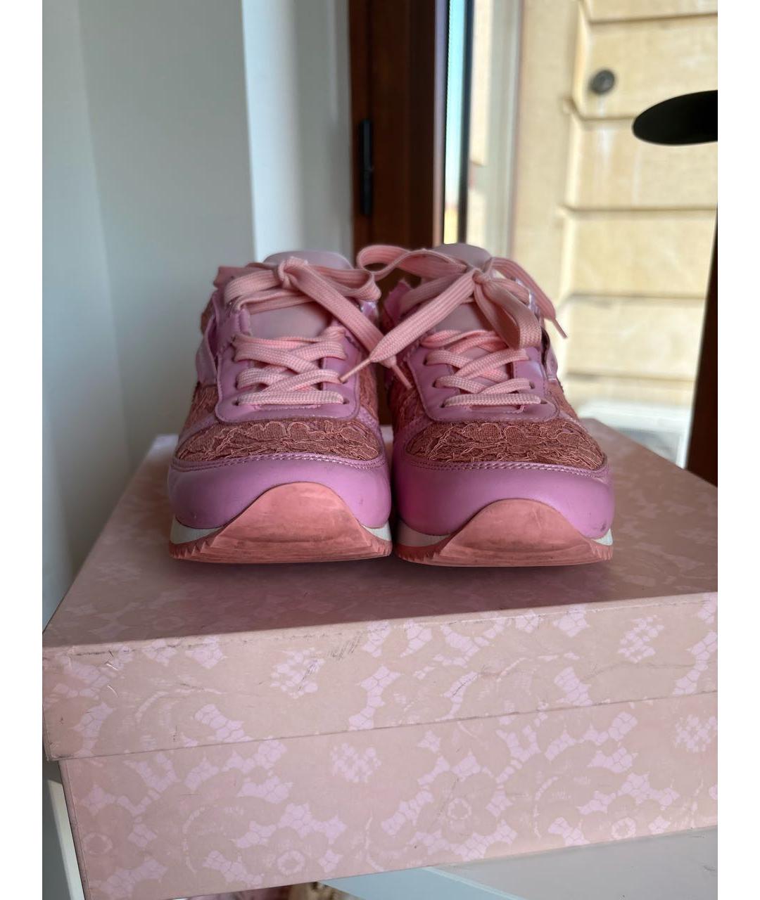 DOLCE&GABBANA Розовые кожаные кроссовки, фото 2