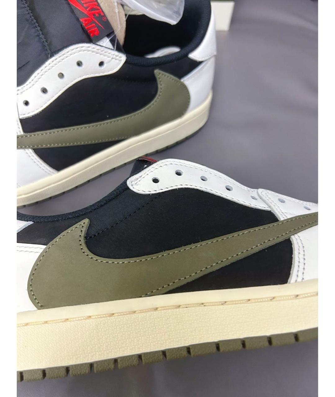 JORDAN Зеленые кожаные низкие кроссовки / кеды, фото 4