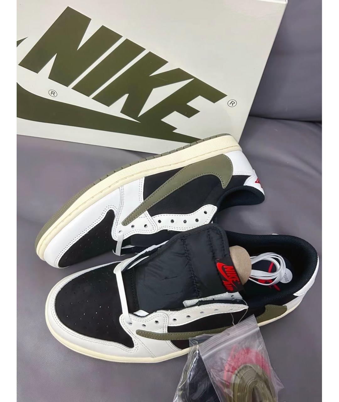 JORDAN Зеленые кожаные низкие кроссовки / кеды, фото 5