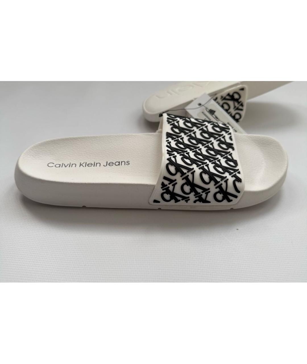 CALVIN KLEIN Белые резиновые шлепанцы, фото 5