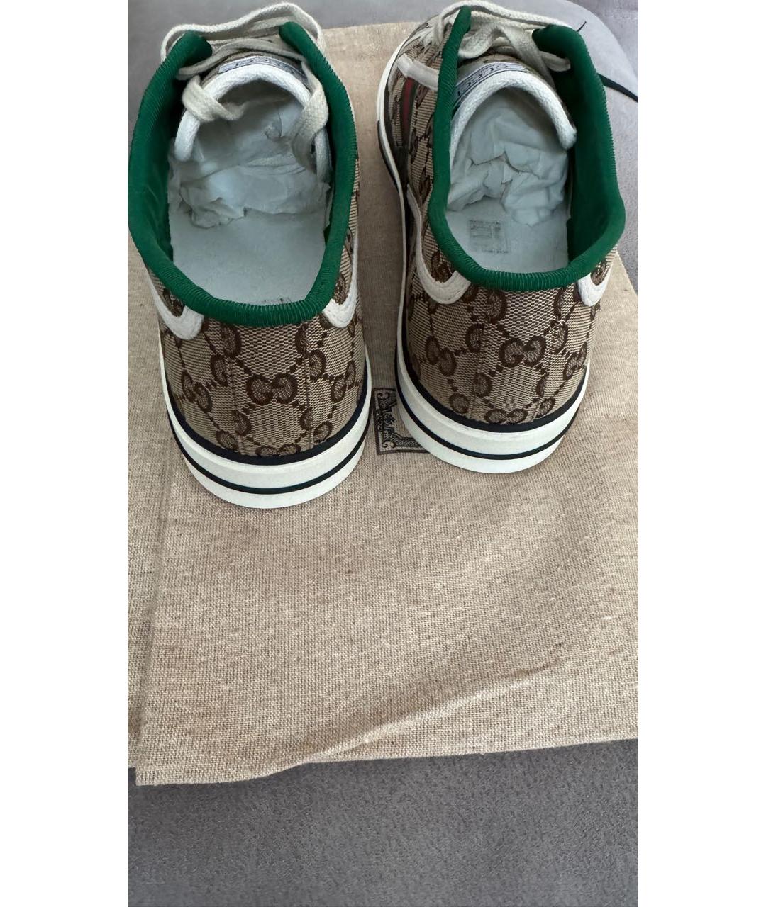 GUCCI Бежевые текстильные низкие кроссовки / кеды, фото 3