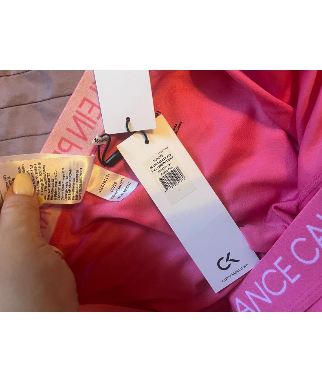 CALVIN KLEIN Розовые полиамидовые спортивные брюки и шорты, фото 7