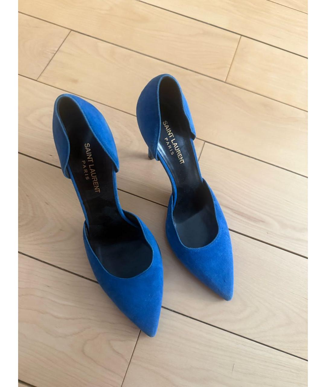 SAINT LAURENT Синие замшевые туфли, фото 5