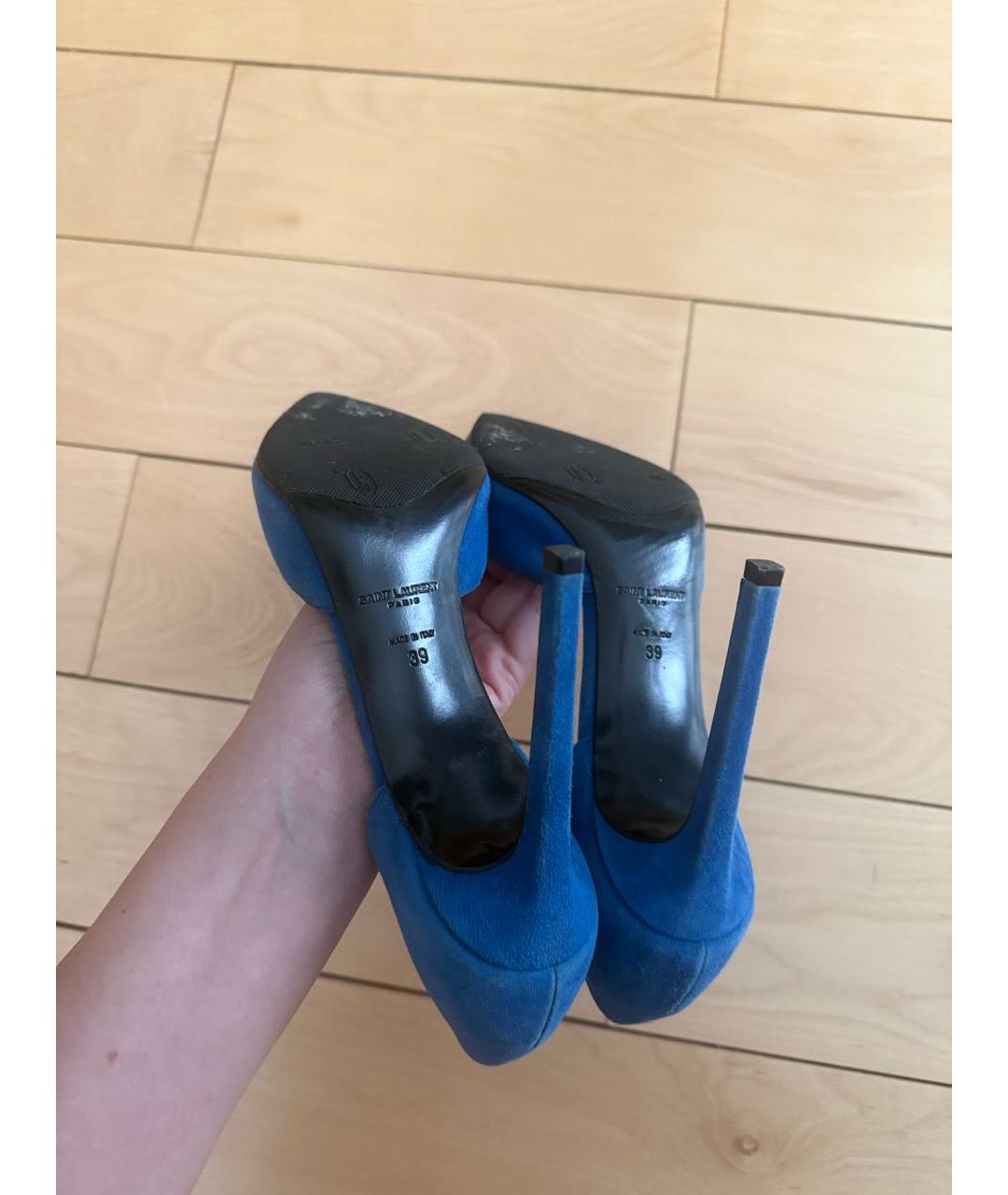 SAINT LAURENT Синие замшевые туфли, фото 4