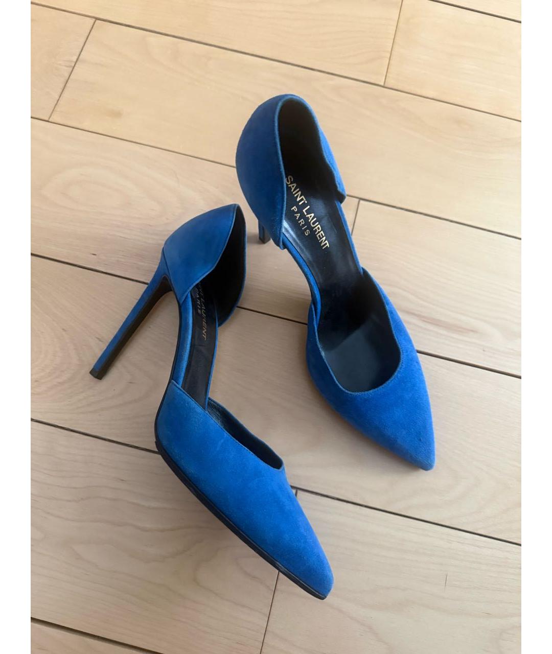 SAINT LAURENT Синие замшевые туфли, фото 2