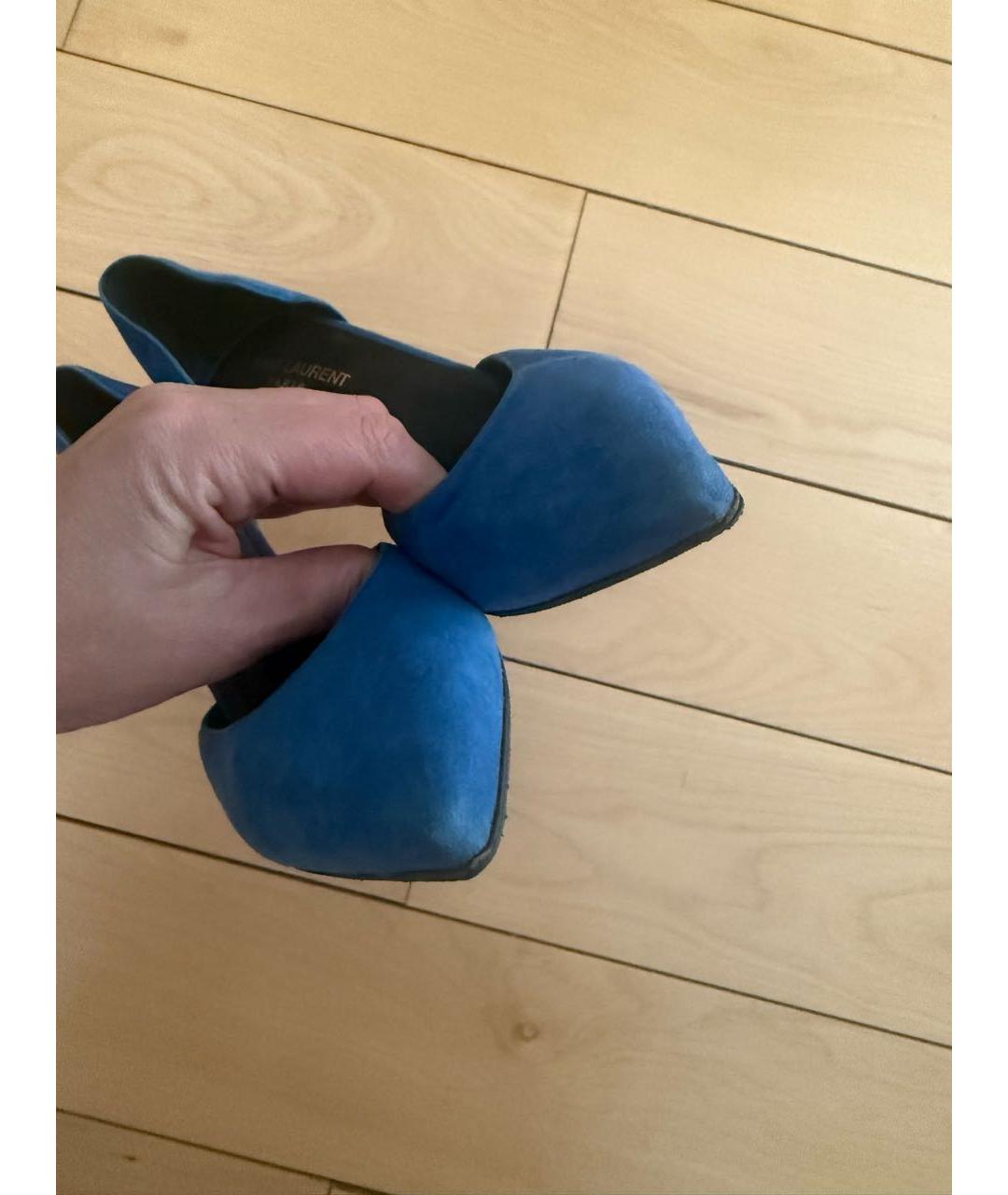 SAINT LAURENT Синие замшевые туфли, фото 3