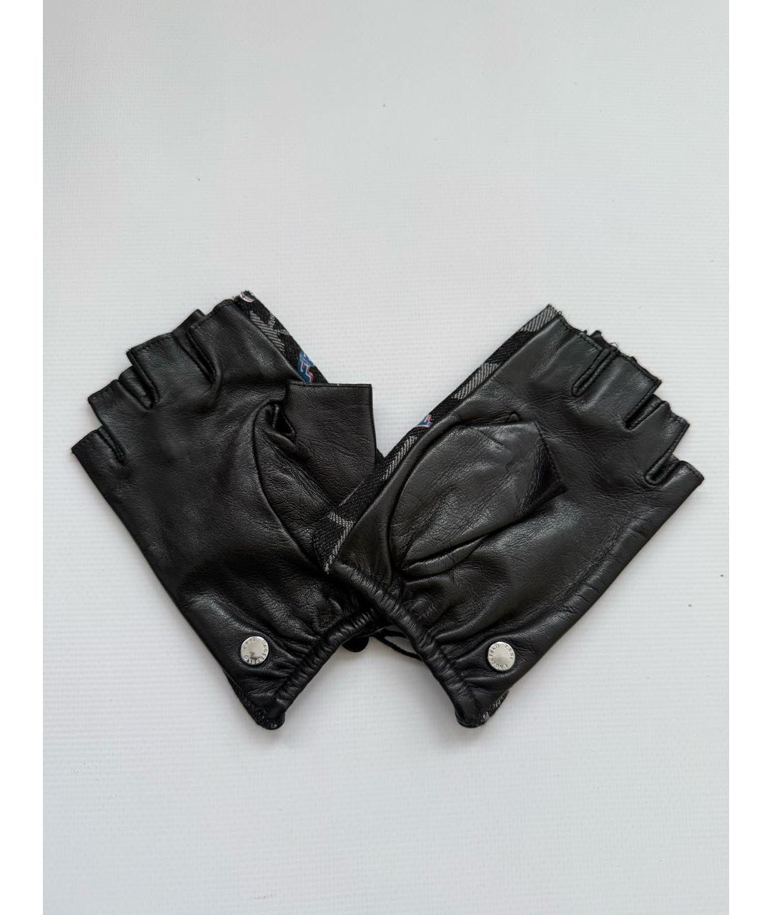 KARL LAGERFELD Черные кожаные митенки, фото 2