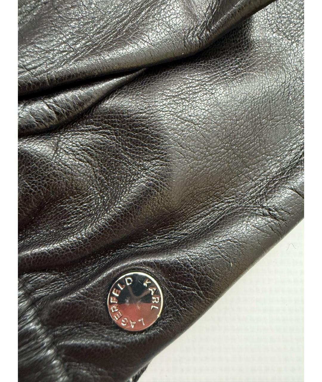 KARL LAGERFELD Черные кожаные митенки, фото 3