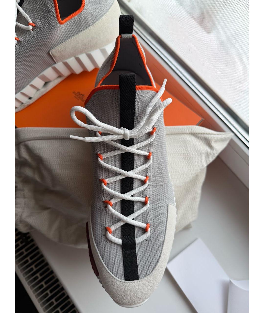 HERMES Серые текстильные высокие кроссовки / кеды, фото 3