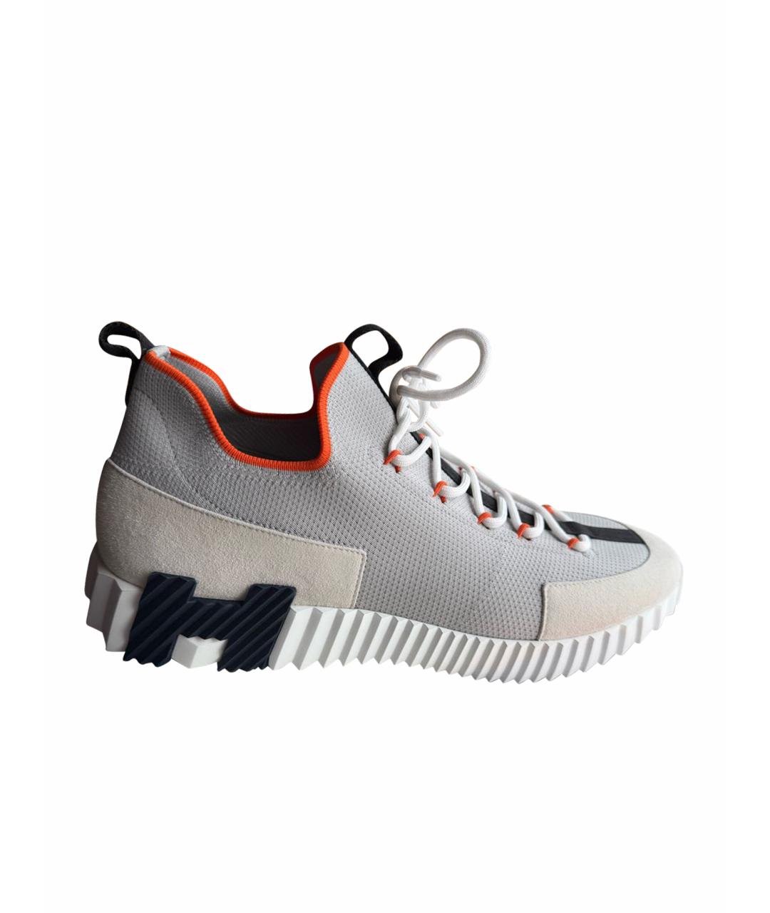HERMES Серые текстильные высокие кроссовки / кеды, фото 1