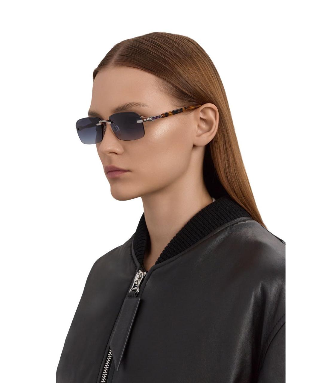 GUCCI Серебряные металлические солнцезащитные очки, фото 4