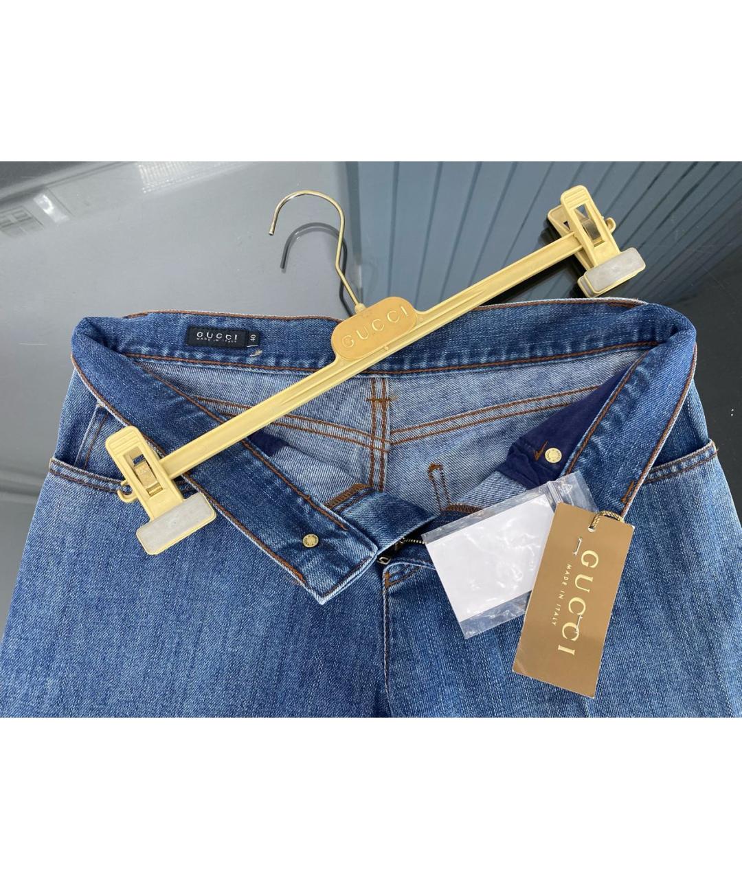 GUCCI Голубые хлопковые джинсы клеш, фото 3