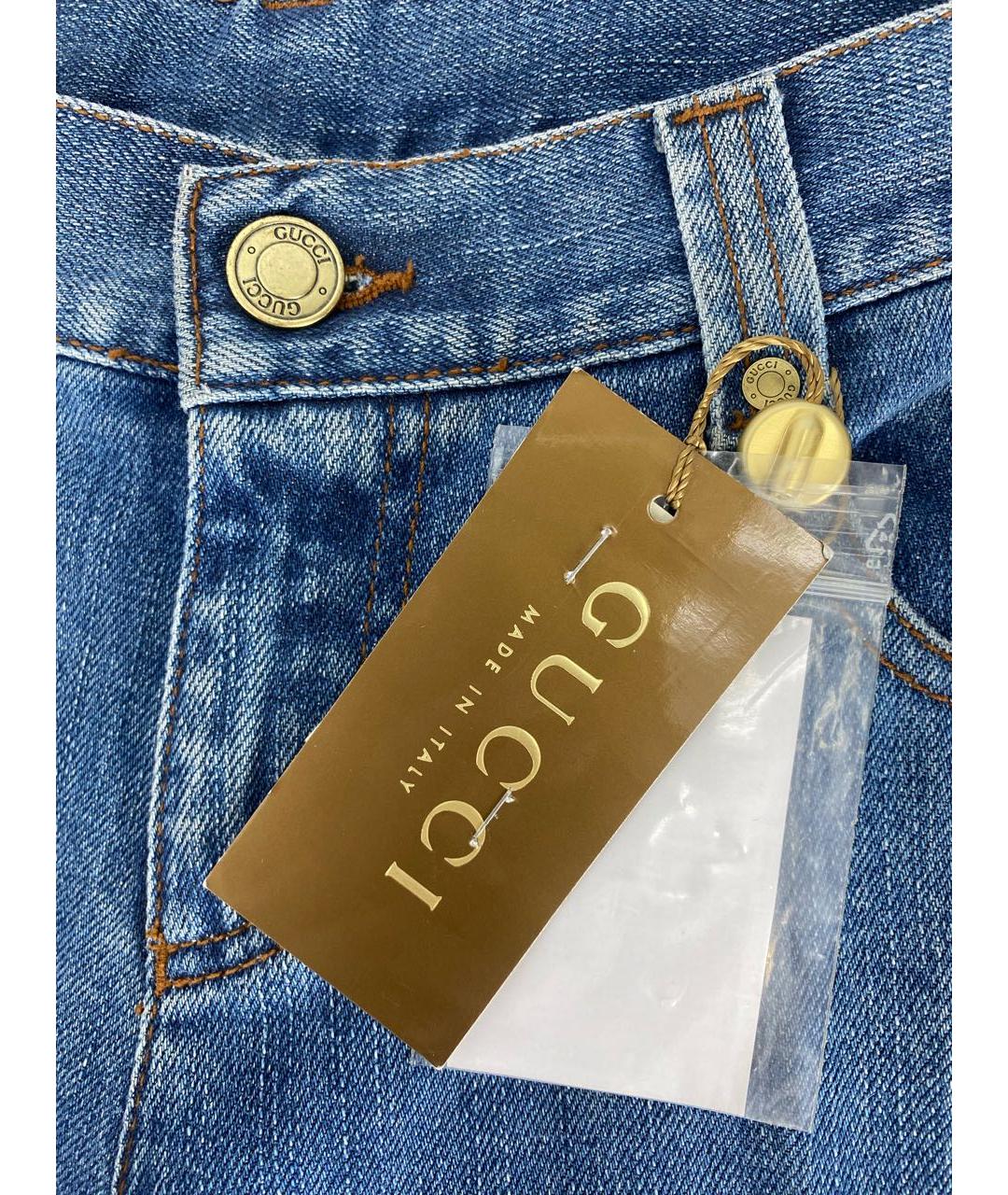 GUCCI Голубые хлопковые джинсы клеш, фото 8
