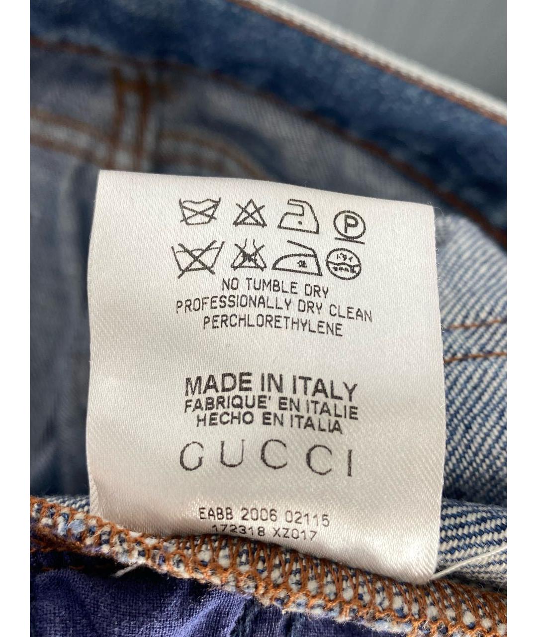 GUCCI Голубые хлопковые джинсы клеш, фото 7