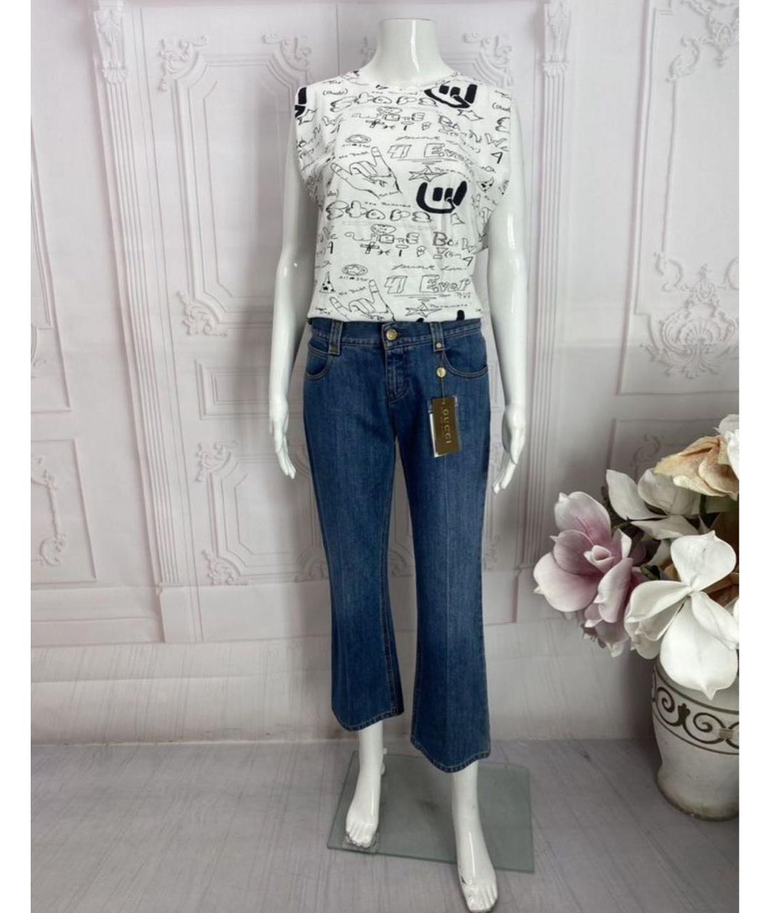 GUCCI Голубые хлопковые джинсы клеш, фото 5