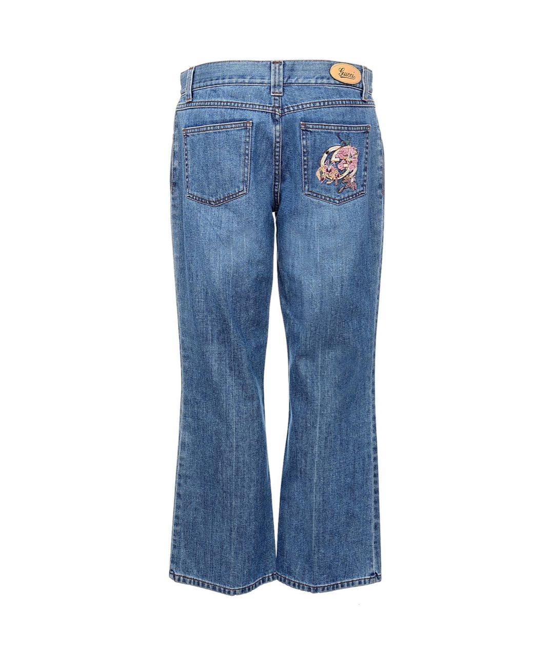 GUCCI Голубые хлопковые джинсы клеш, фото 2