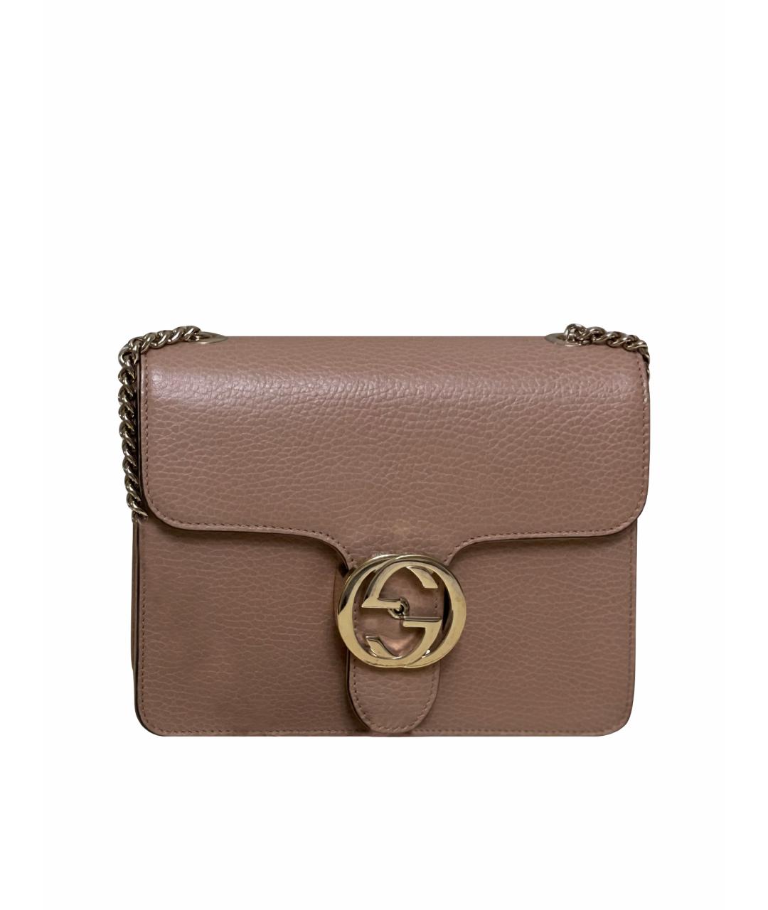 GUCCI Бежевая кожаная сумка через плечо, фото 1