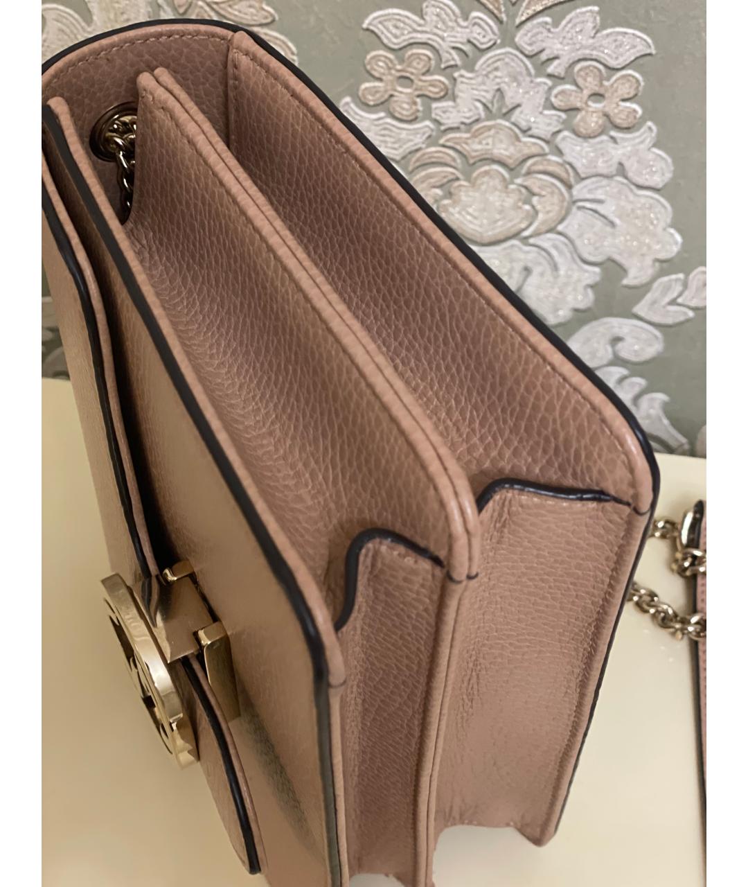 GUCCI Бежевая кожаная сумка через плечо, фото 5