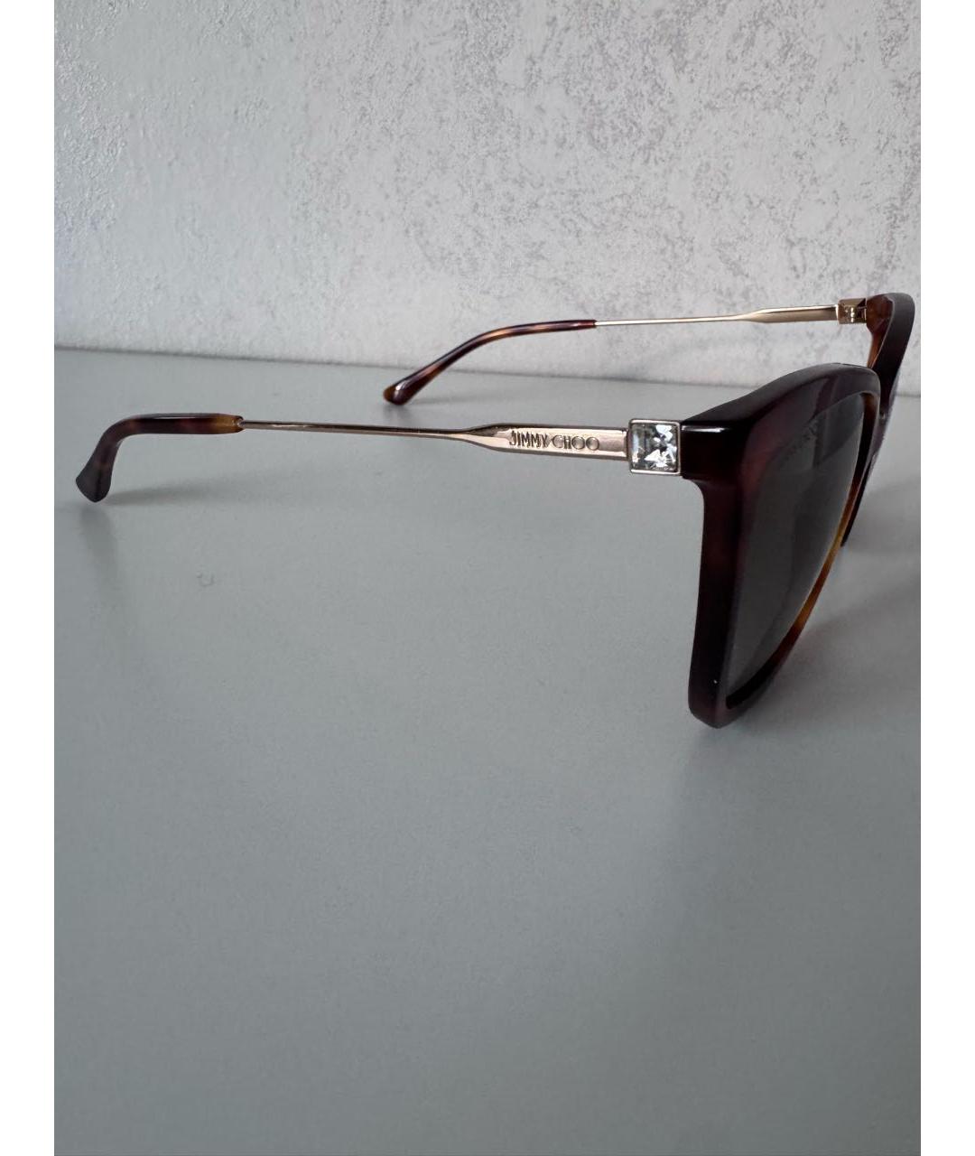 JIMMY CHOO Коричневые пластиковые солнцезащитные очки, фото 3