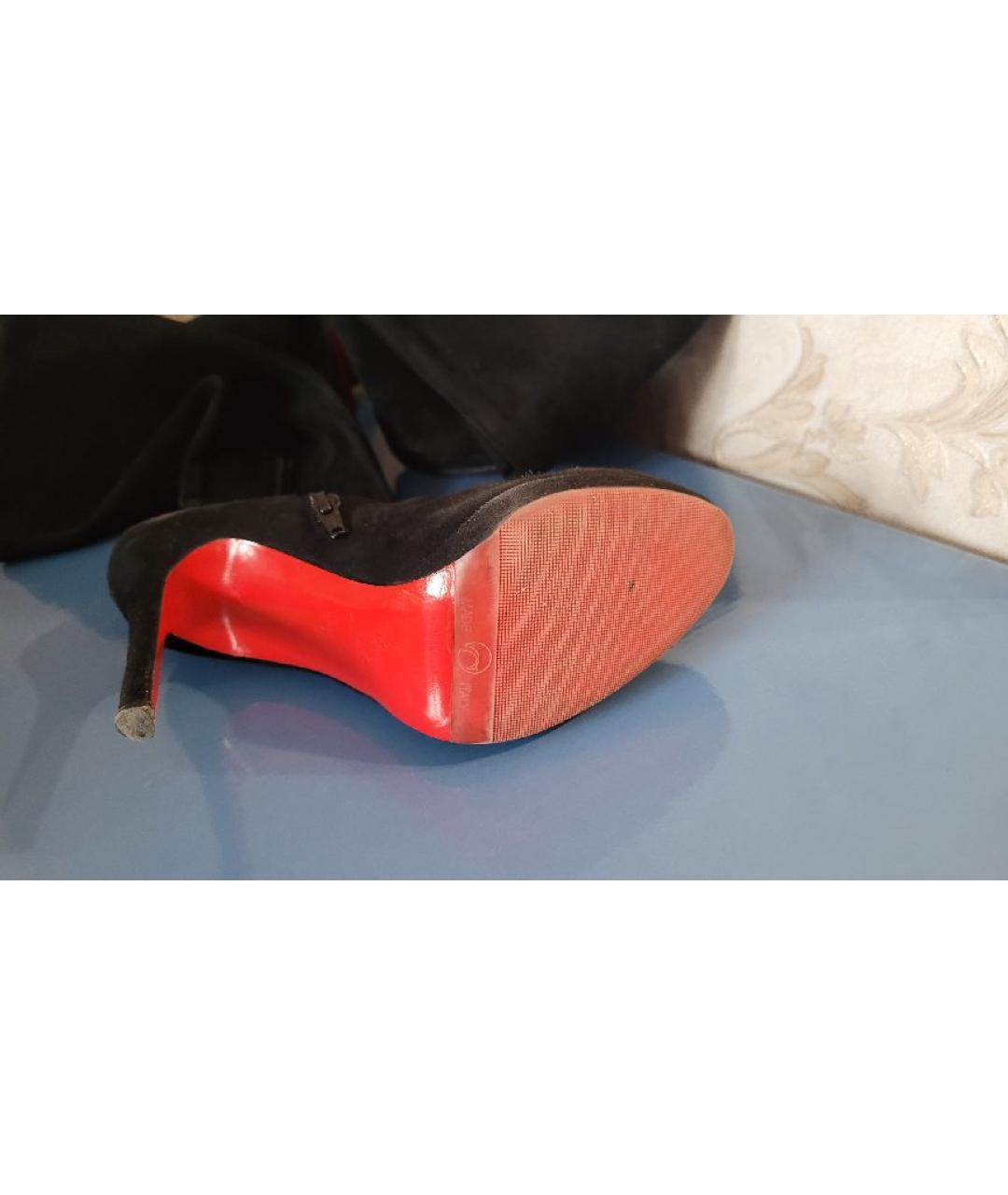 CHRISTIAN LOUBOUTIN Черные замшевые ботфорты, фото 4