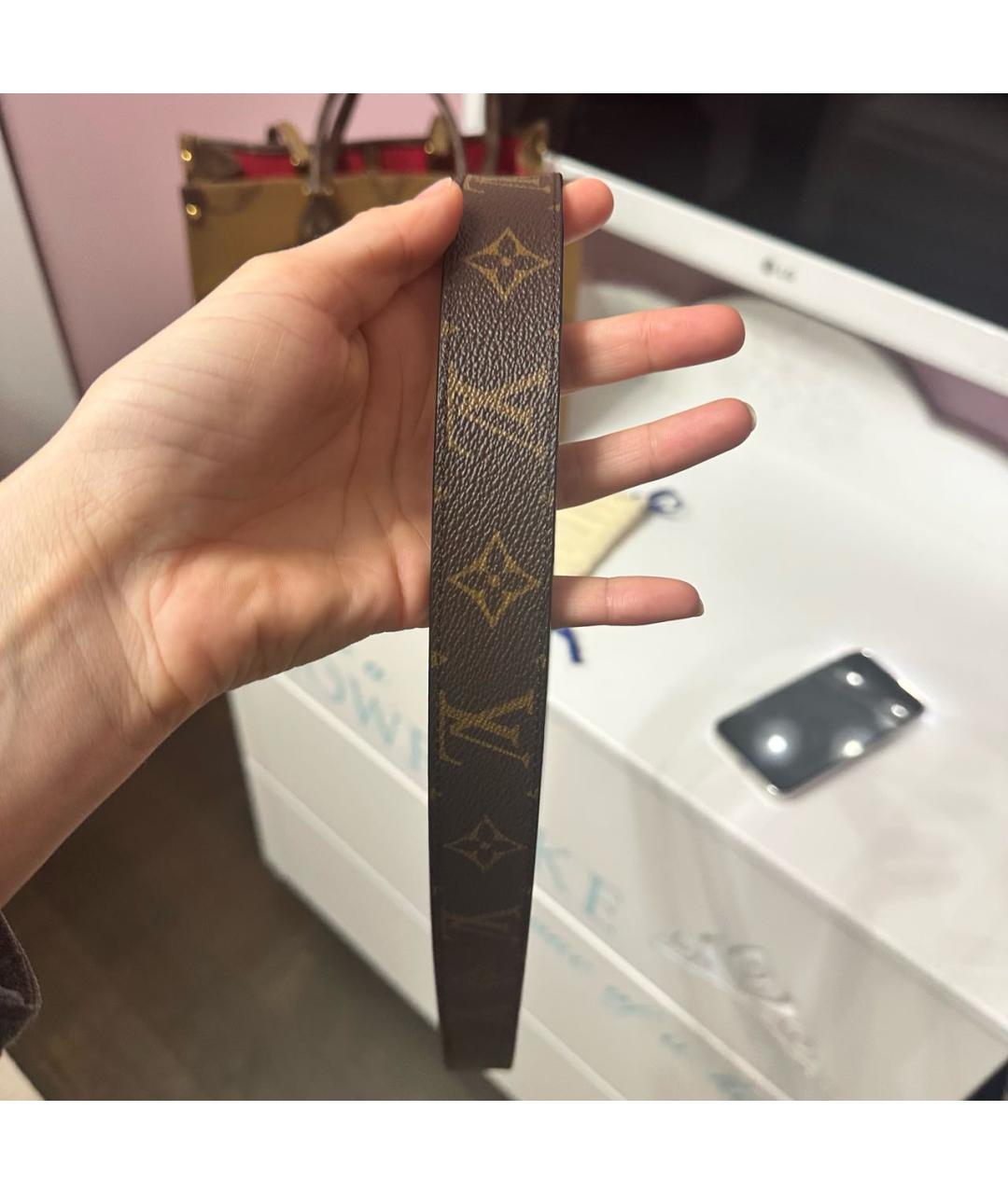 LOUIS VUITTON Коричневый кожаный ремень, фото 7