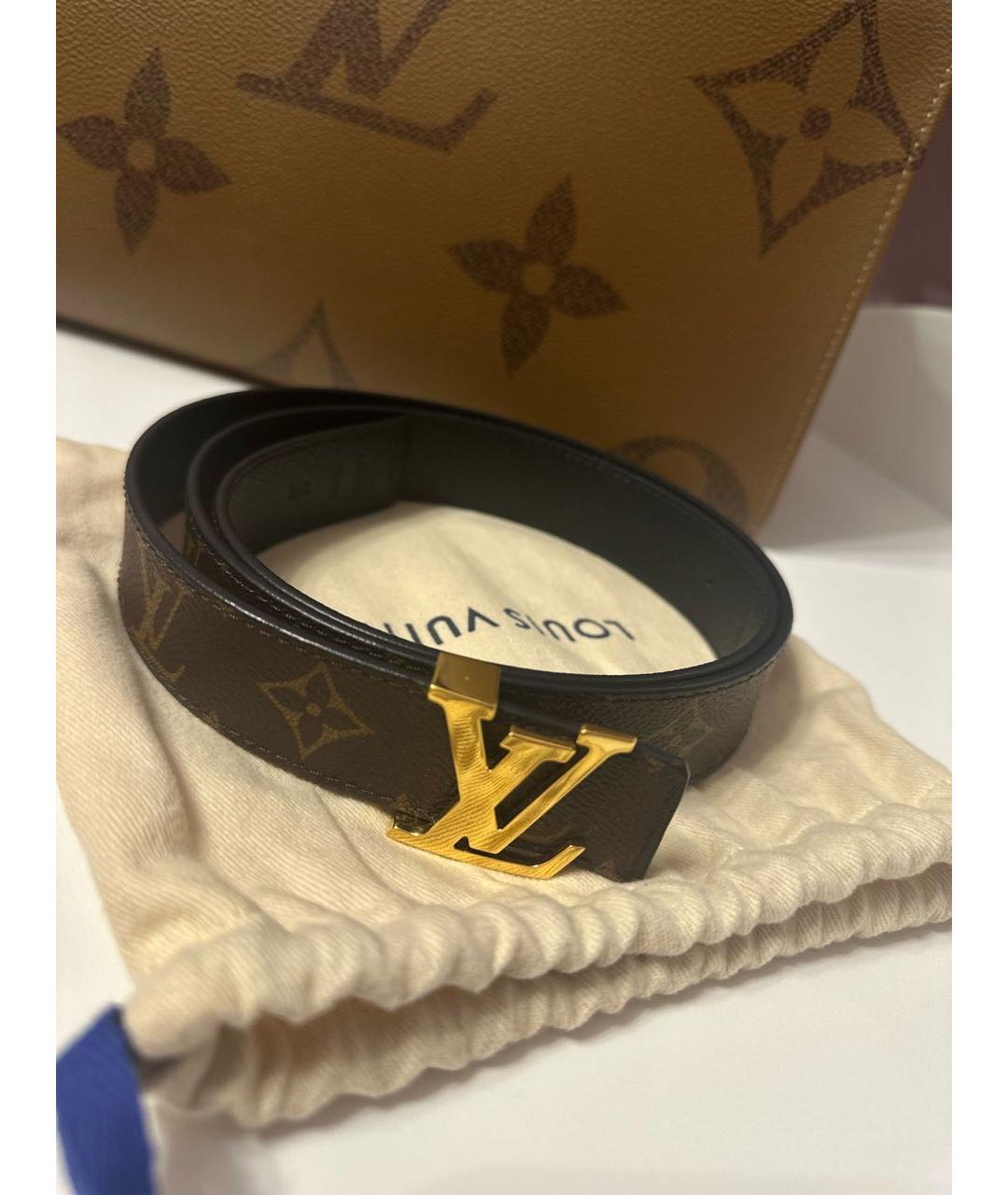 LOUIS VUITTON Коричневый кожаный ремень, фото 9