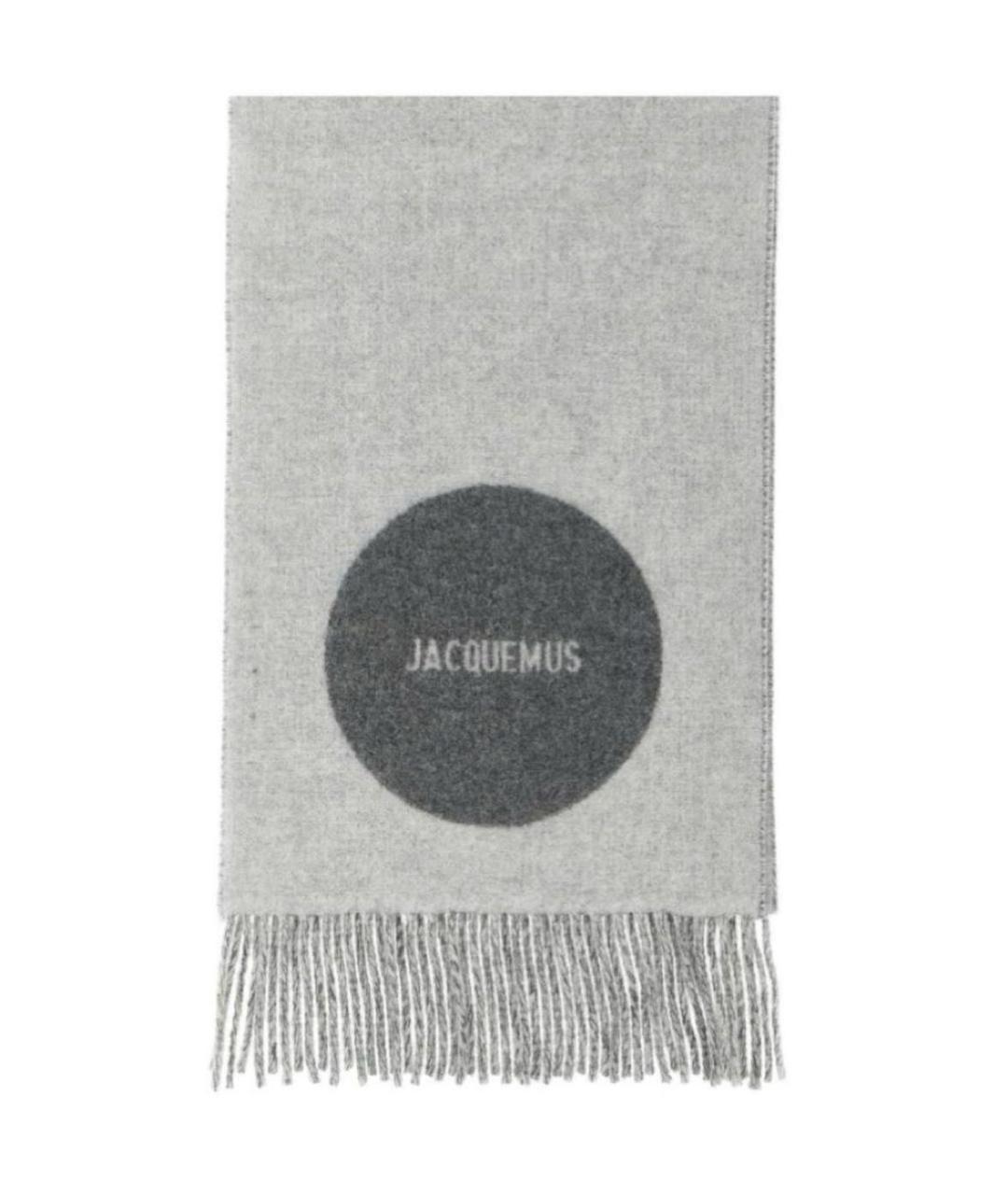 JACQUEMUS Серый шерстяной шарф, фото 4