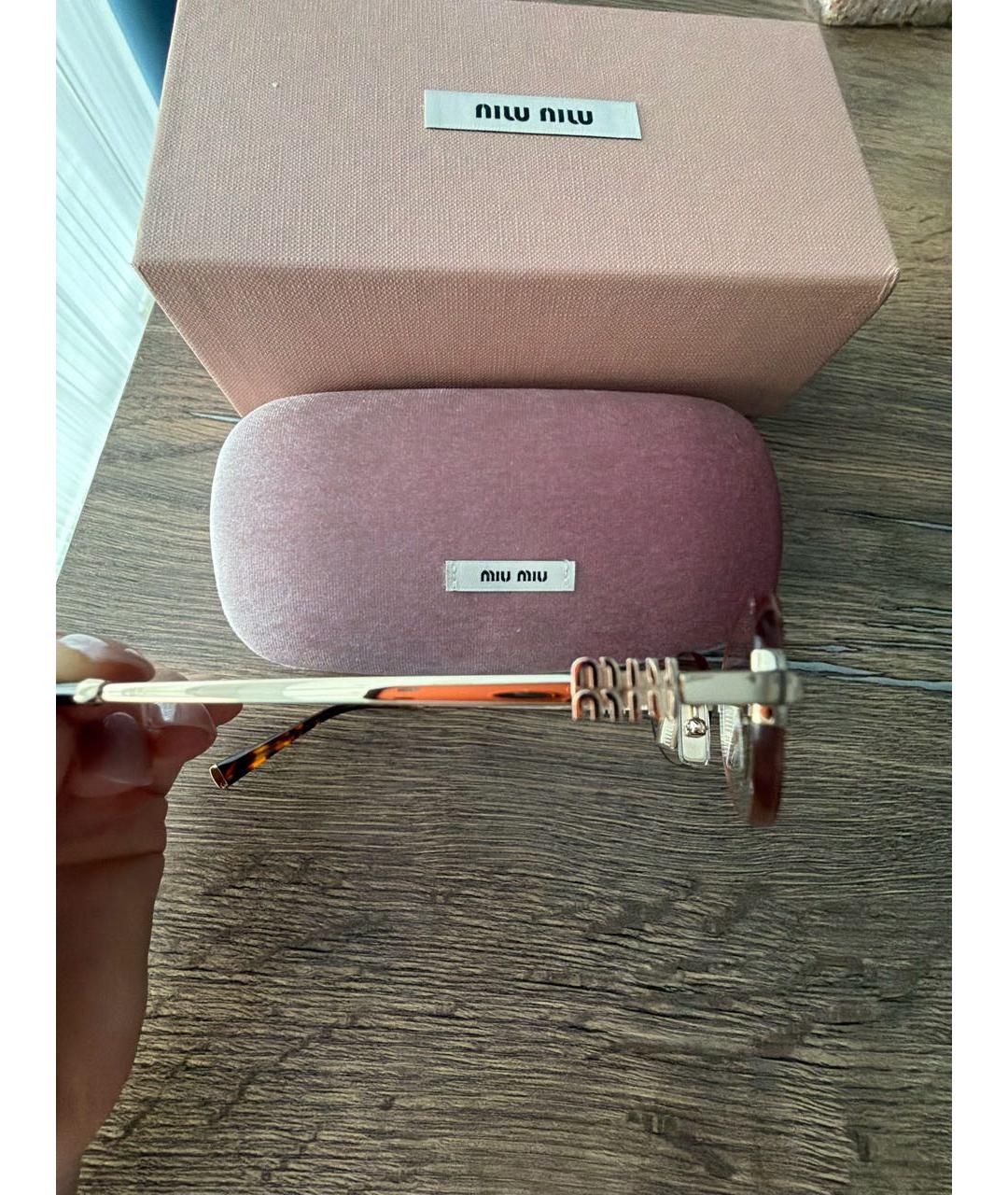 MIU MIU Розовые металлические солнцезащитные очки, фото 3
