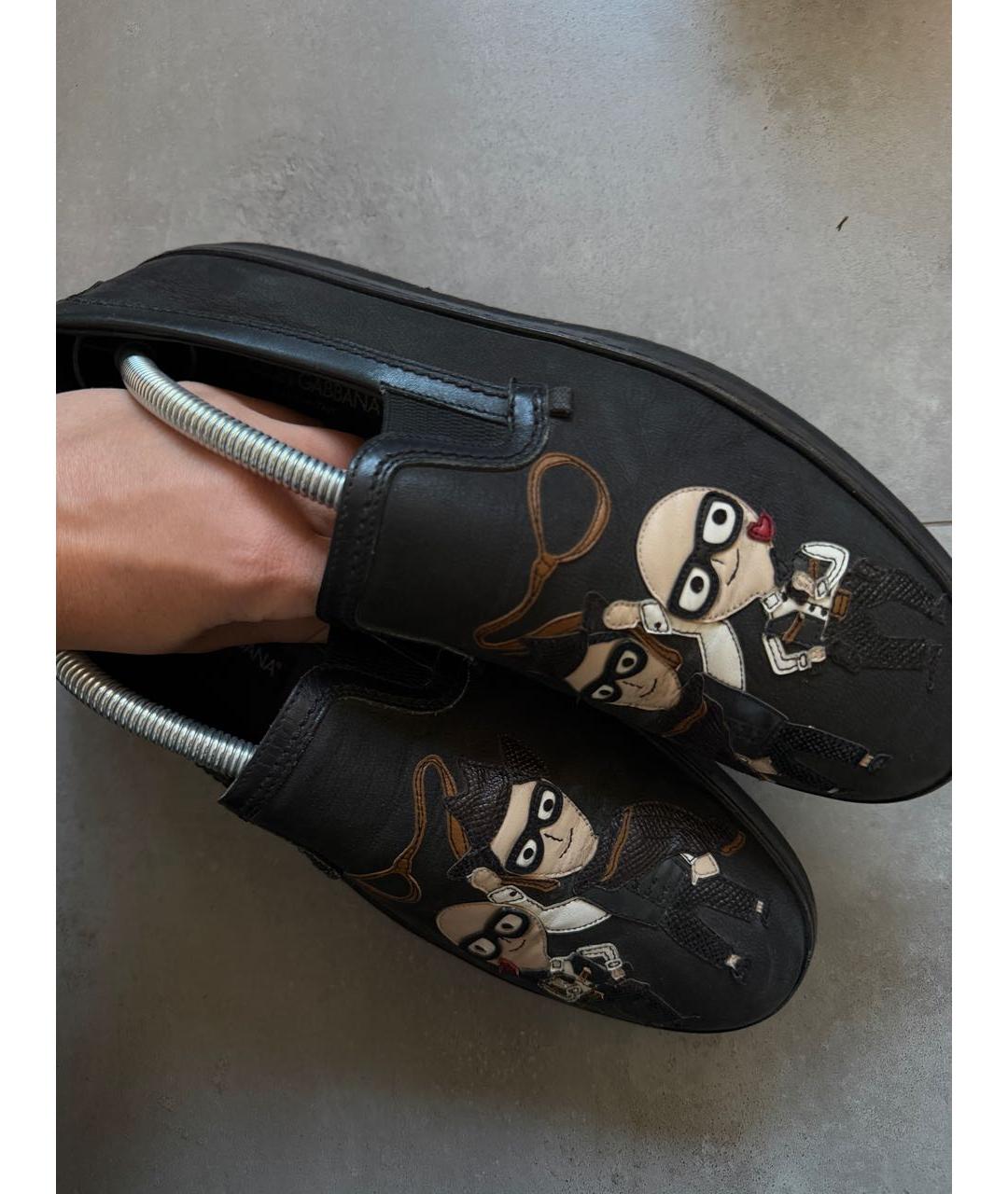 DOLCE&GABBANA Черные кожаные лоферы, фото 2