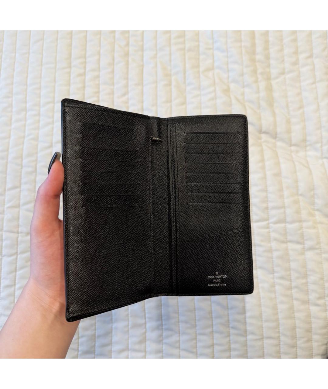 LOUIS VUITTON Антрацитовый кожаный кошелек, фото 3