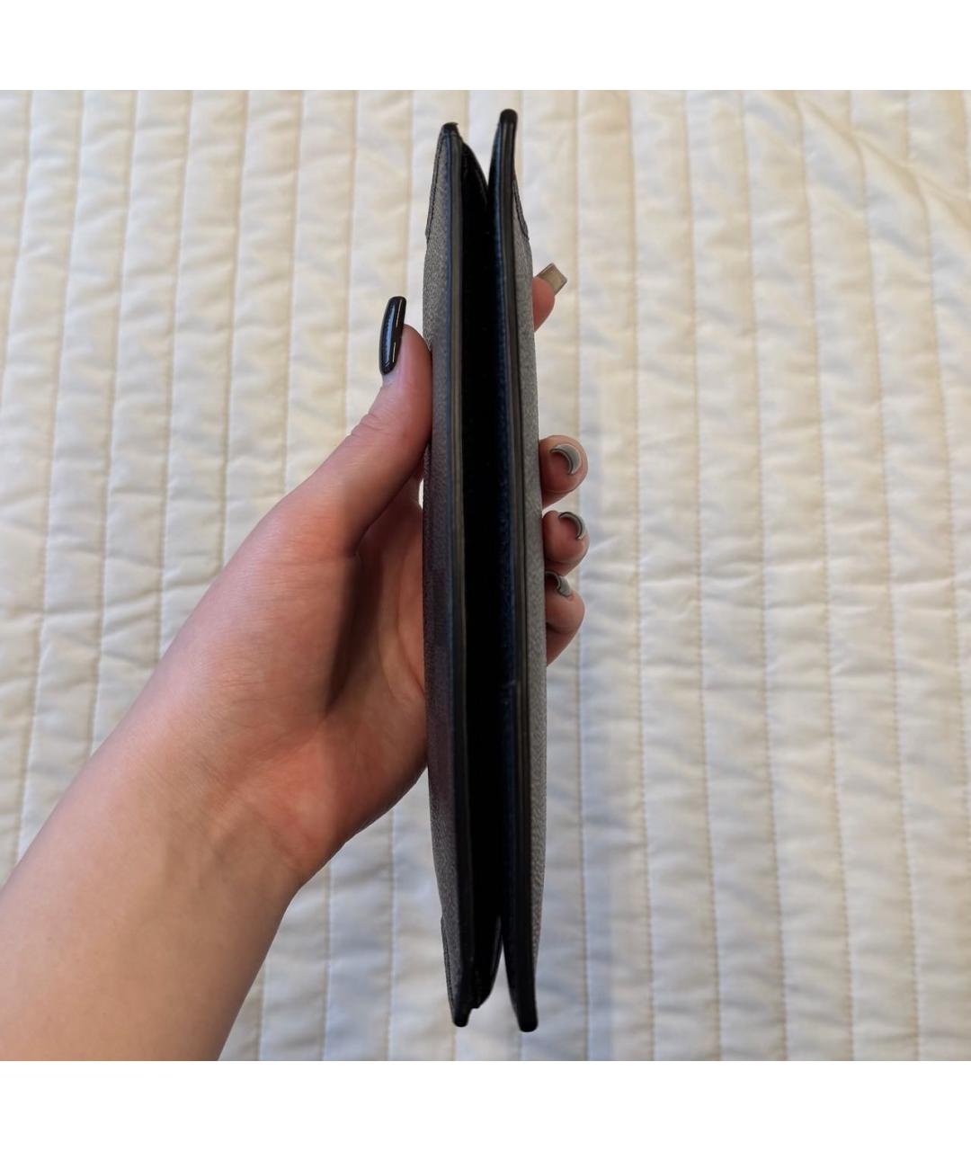 LOUIS VUITTON Антрацитовый кожаный кошелек, фото 7