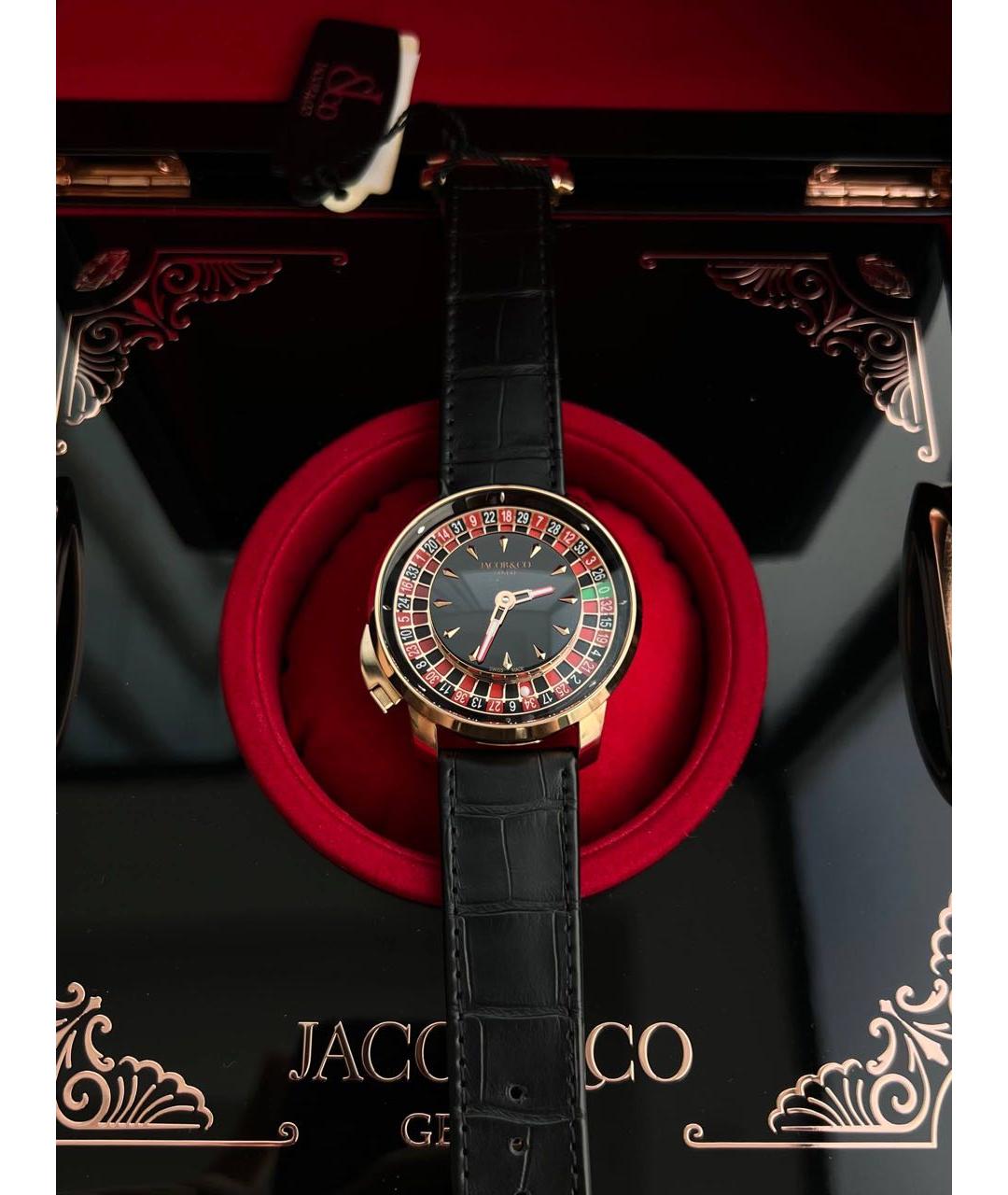 JACOB&CO Черные часы из розового золота, фото 4