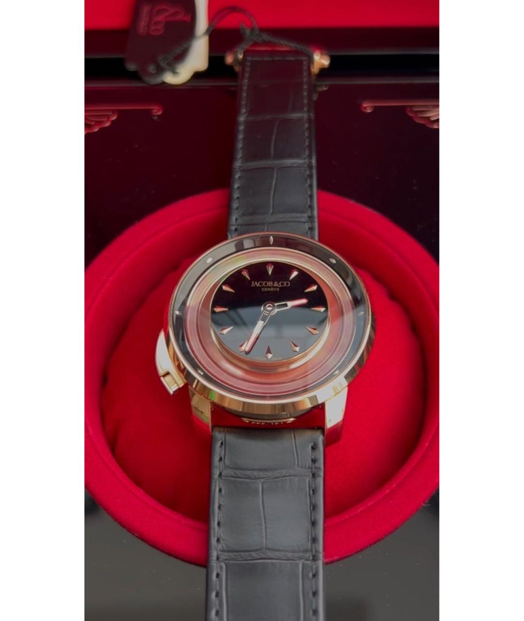 JACOB&CO Черные часы из розового золота, фото 3