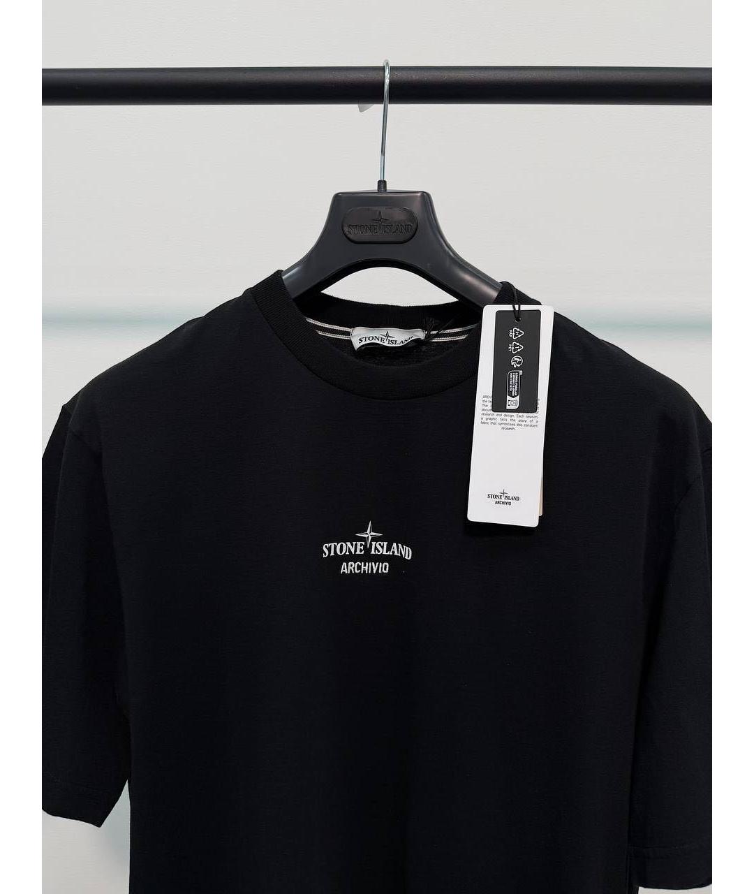 STONE ISLAND Черная хлопковая футболка, фото 2