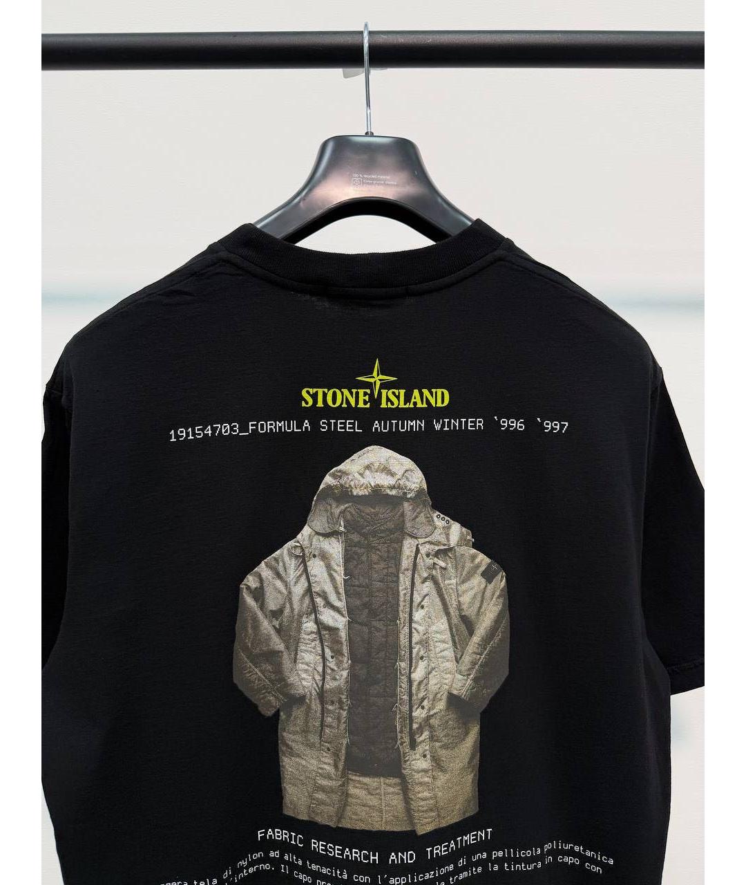 STONE ISLAND Черная хлопковая футболка, фото 4