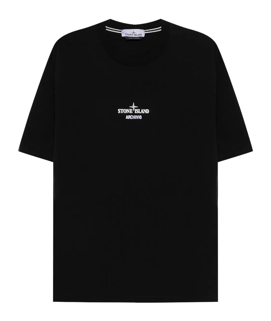 STONE ISLAND Черная хлопковая футболка, фото 1