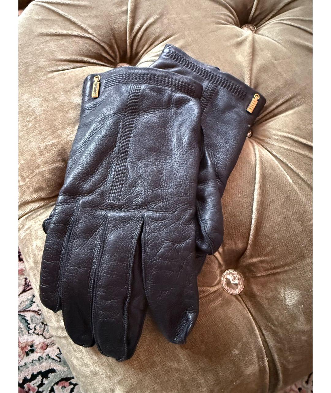 ZILLI Черные кожаные перчатки, фото 6