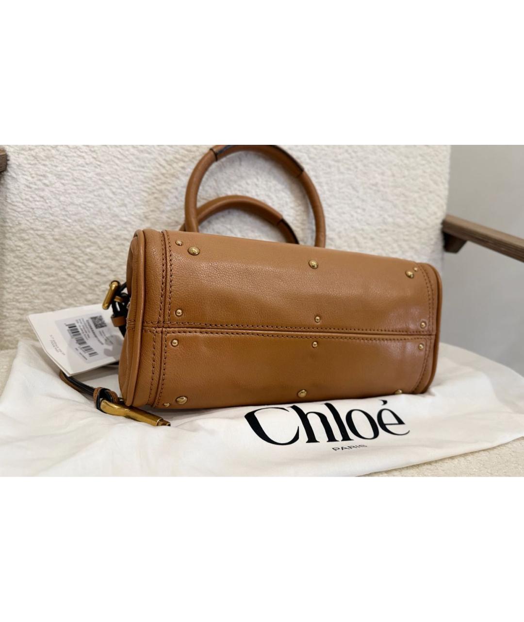 CHLOE Коричневая кожаная сумка через плечо, фото 5