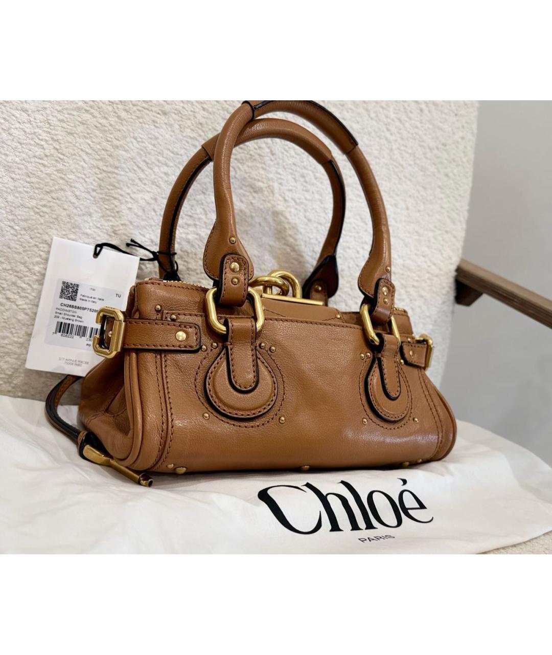 CHLOE Коричневая кожаная сумка через плечо, фото 4