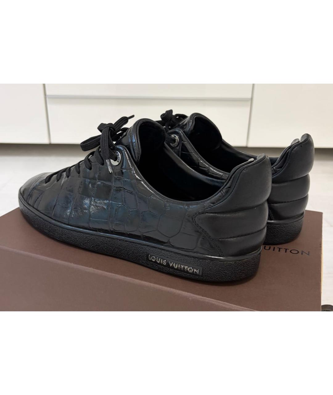 LOUIS VUITTON Черные кожаные низкие кроссовки / кеды, фото 4