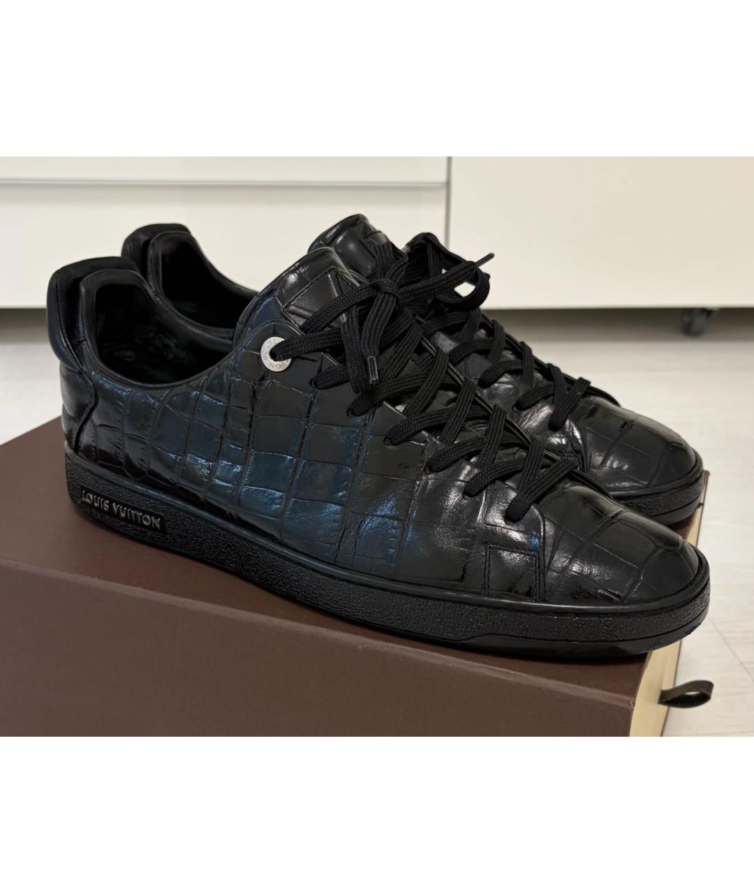 LOUIS VUITTON Черные кожаные низкие кроссовки / кеды, фото 6