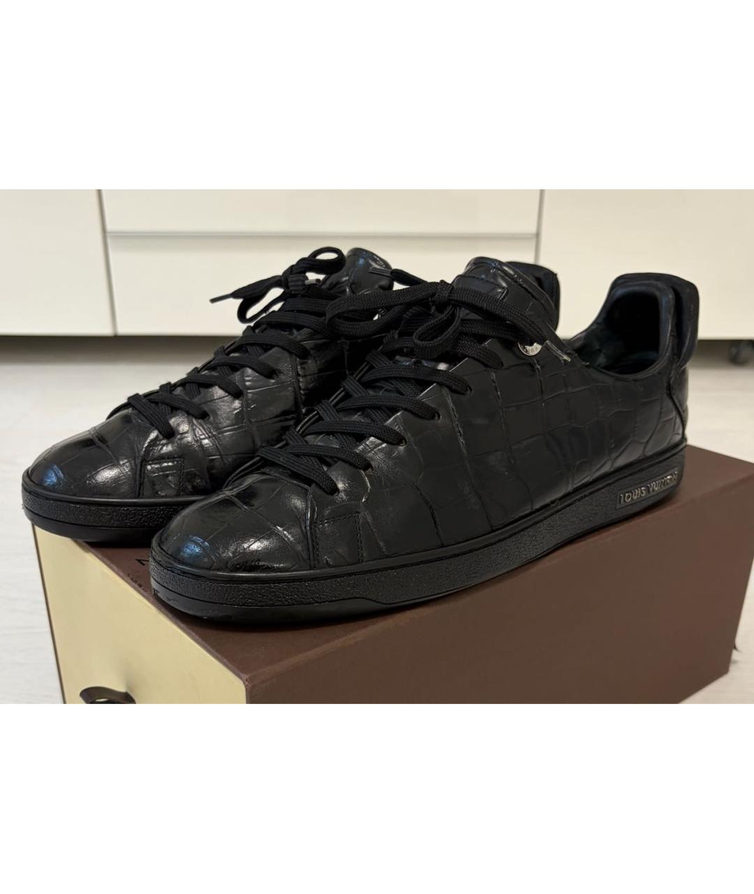 LOUIS VUITTON Черные кожаные низкие кроссовки / кеды, фото 3