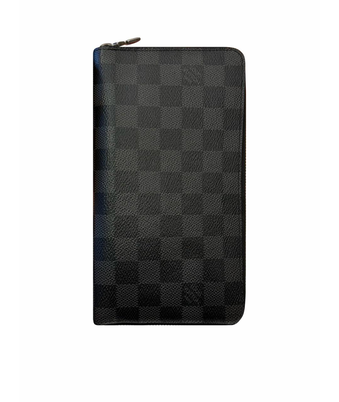 LOUIS VUITTON Антрацитовый кожаный кошелек, фото 1