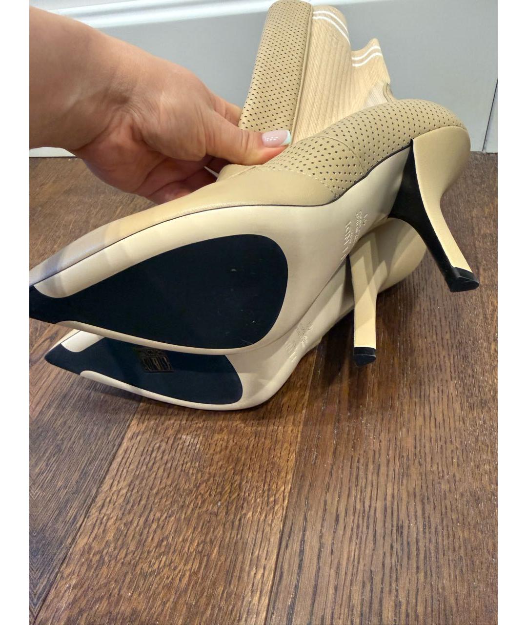 FENDI Бежевые кожаные ботильоны, фото 3