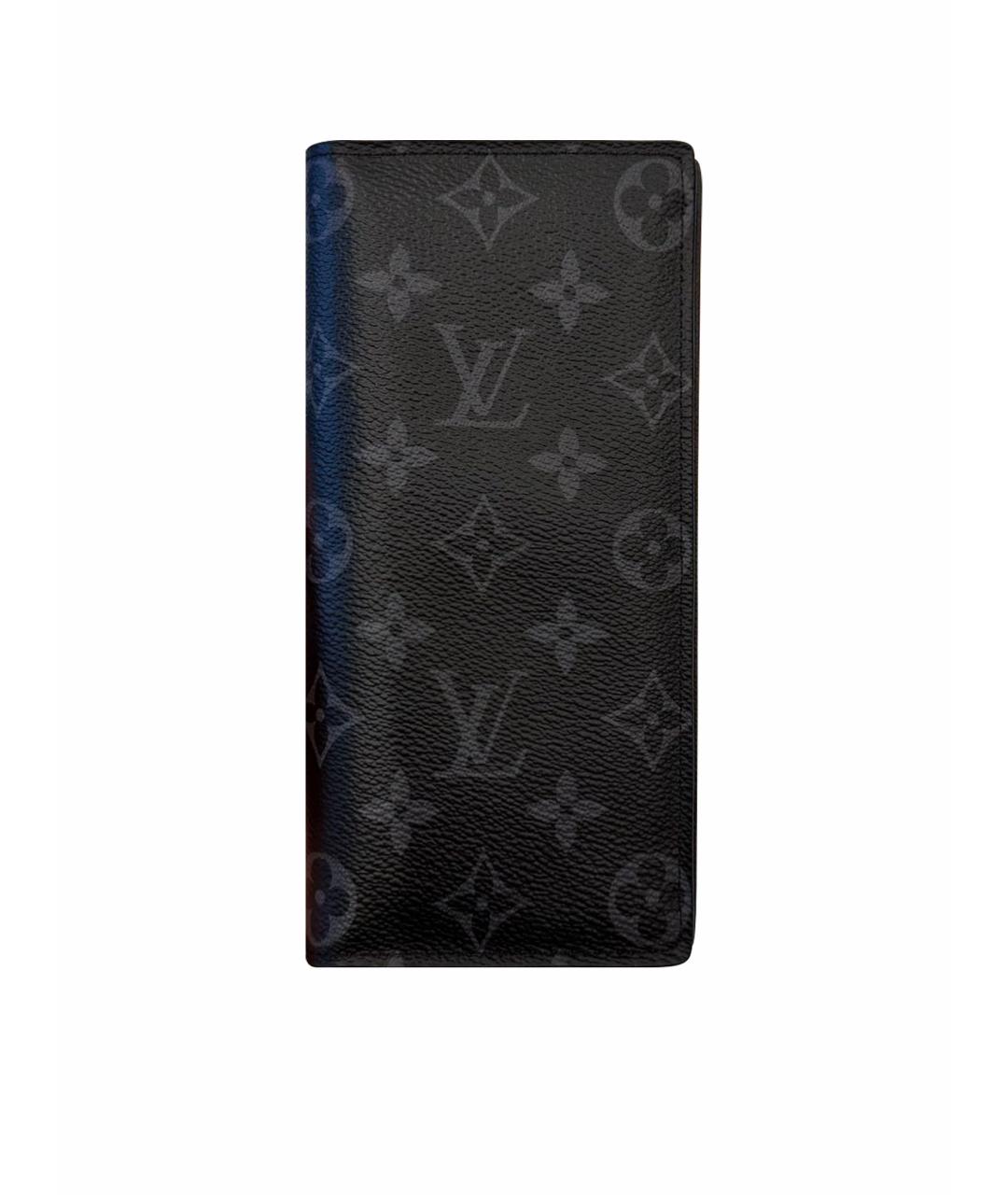 LOUIS VUITTON Антрацитовый кожаный кошелек, фото 1