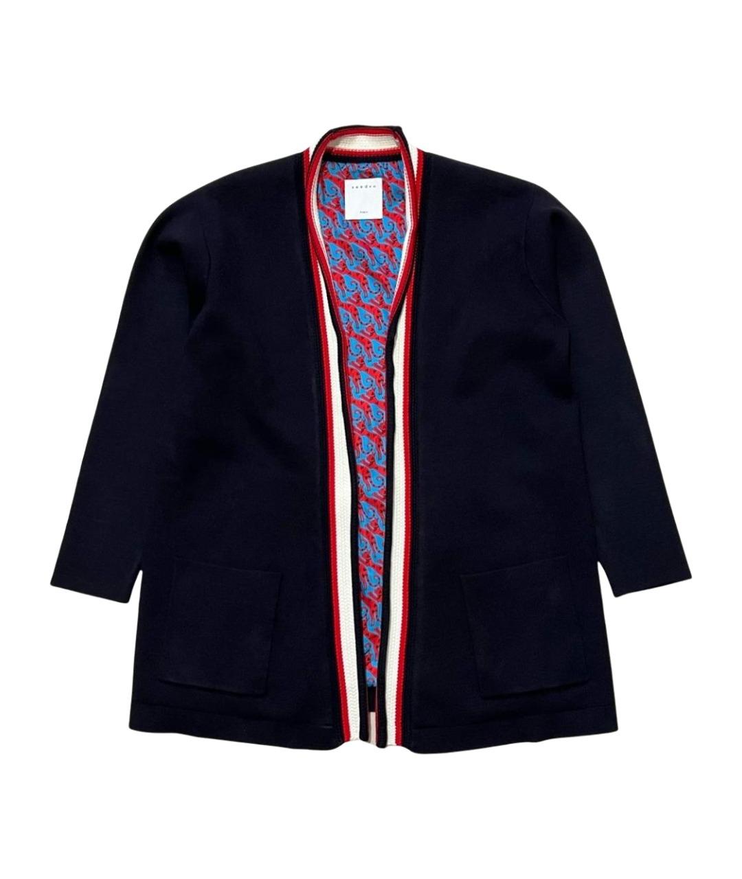 SANDRO Темно-синий вискозный кардиган, фото 1