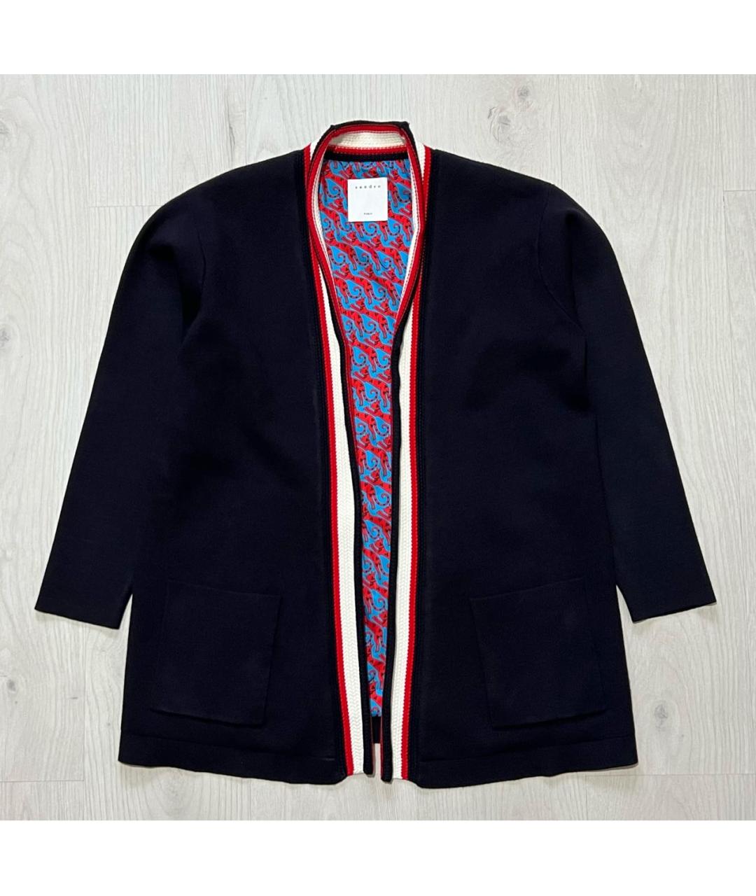SANDRO Темно-синий вискозный кардиган, фото 8