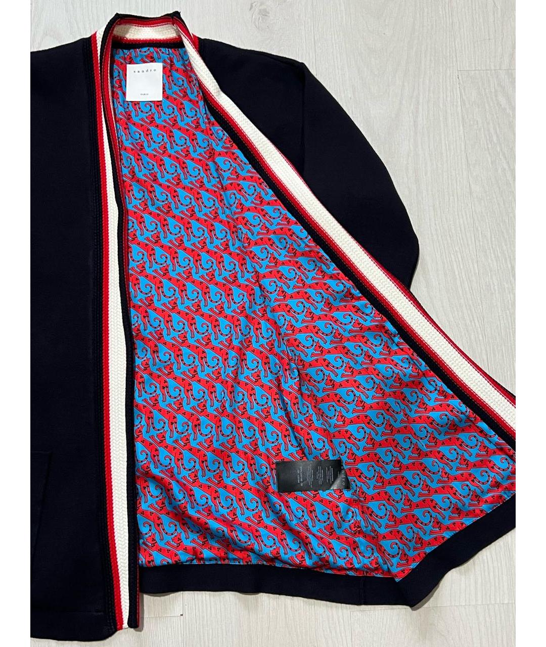 SANDRO Темно-синий вискозный кардиган, фото 4